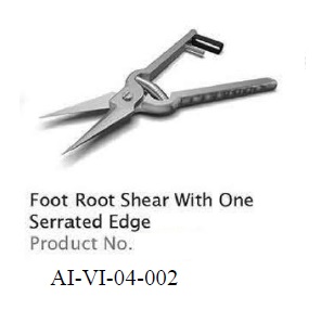 FOOT ROOT SHEAR WITH ONE SERRATED EDGE